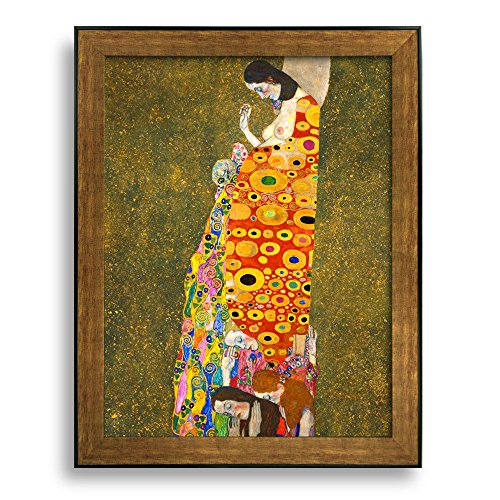 Framed Art Hope II by Gustav Klimt Famous Painting Wall Decor Bronze and Black Frame