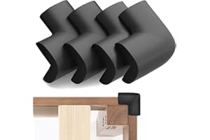 WOME Bed Frame Corner Protector Black: 4 Pack Foam Rubber Guards Bumpers for Bed Table Cabinet Corner Safe Impact Absorption for Kids & Seniors (4, Black)