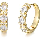 Soumimi 14K Gold Plated Crystal Hoop Earrings for Women, Lightweight Chunky Earrings for Women Hypoallergenic Jewelry Gift for Mom Wife