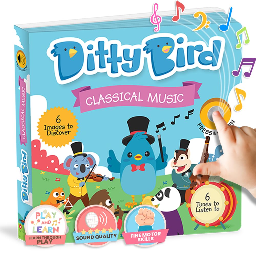 DITTY BIRD Musical Books for Toddlers | Fun Classical Music & Nursery Rhyme Book | Mozart Musical Book | Children's Interactive Toddler Books For 1 Year Old to 3 Year Olds | Sturdy Baby Sound Books
