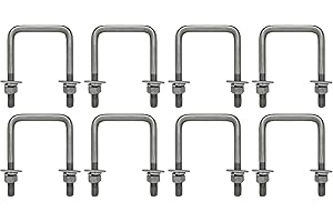 Square U Bolt with Hardware for Boat Trailer, Galvanized Steel, 1/2" Diameter x 3-1/16" x 4-5/16" for 3x3 Beam (8 Pack)