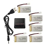 5PCS 3.7V 500mAh 25C Li Battery with 5 in 1 Charger