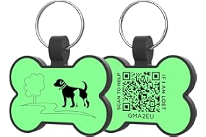 WhoseID QR Code Pet ID Tag, Online Profile Silent Silicone Dog Tag, Soundless Bone Dog Tag, Lightweight Waterproof Durable Rubber Dog Tags, No Annoying Jingle, Anti-Lost Tag for Pet (Bone, Green)
