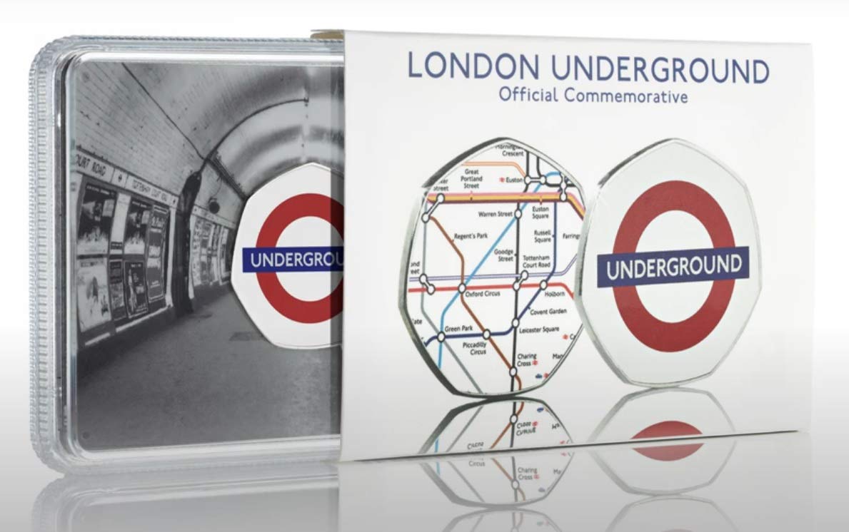 The Commemorative Coin Company Officially Licensed LONDON UNDERGROUND Full Colour Silver Commemorative in Case. Subway/Tube/Train/TFL. Transport for London