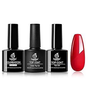 Beetles Gel Nail Polish Base No Wipe Top Coat - Matte Gel Top Coat and Shine Top Gel Base Set Gel Polish Matte Shine Effect Long Lasting DIY Home Soak Off LED Light Nail Lamp, 7.5ml Each Bottle