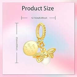 Alstade Gold Night Glow Firefly Dangle Charm 925