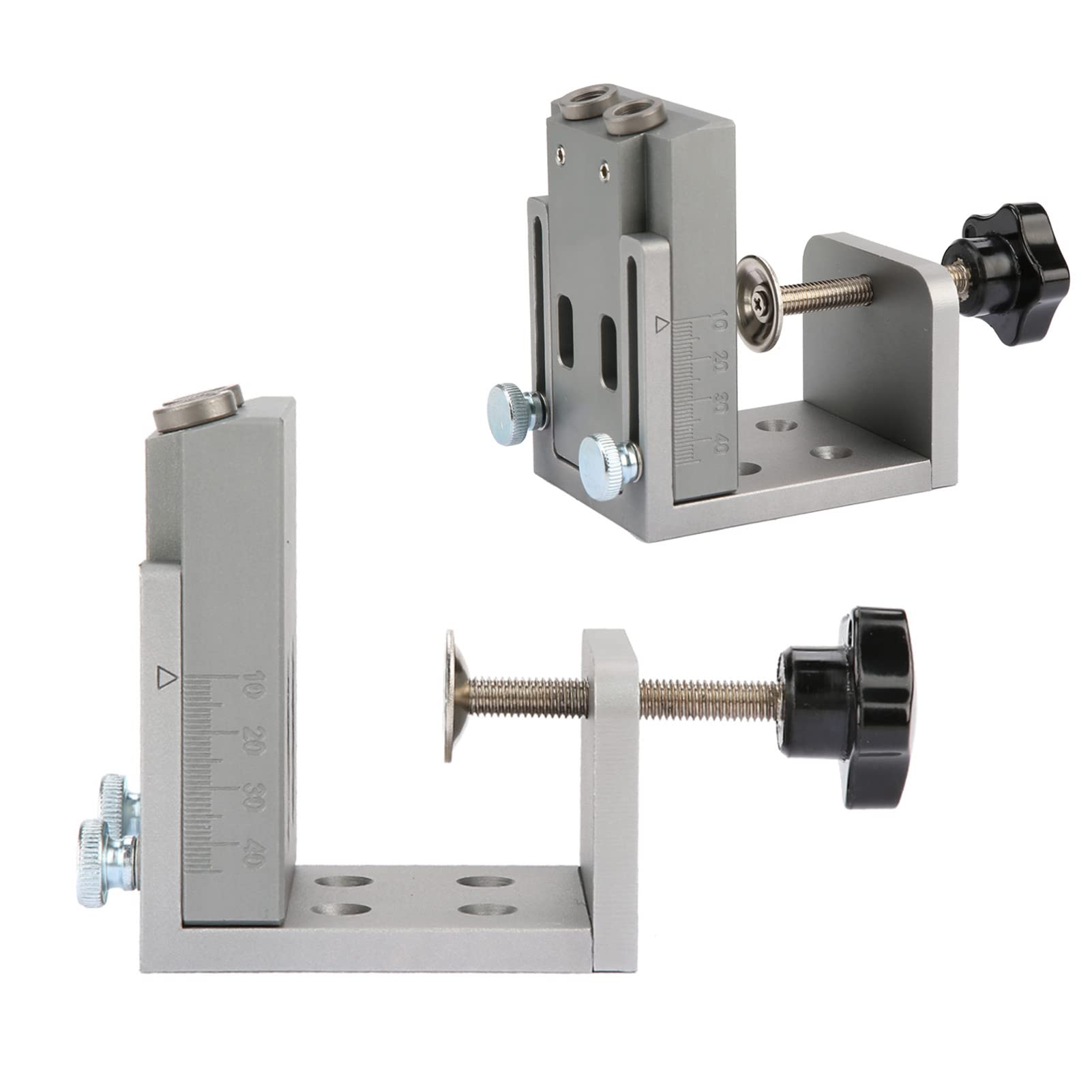 15 Degrees Double Pocket Hole Jig Kit Woodworking Drill Puncher Carpentry Locator