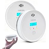 Smoke and Carbon Monoxide Detector with Digital Display, 10-Year Lifespan with Replaceable Lithium Battery, Photoelectric Fire Alarm and Electrochemical CO Alarm with Test/Silence Button, 2 Pack