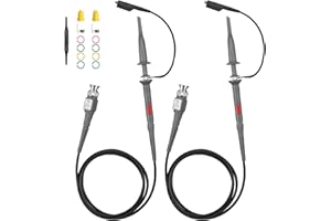 AUTOUTLET P6100 100MHz Oscilloscope Probes with Clips & BNC-to-Mini Grabber Test Lead Accessory Kit