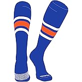 PEAR SOX Striped OTC Baseball, Softball, Football Socks (B) Royal, White, Orange