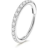 TupMi Titanium Nose Rings Hoops 20G Cartilage Hoop Earrings for Women Men CZ Hinged Segment Septum Lip Helix Septum Ring Nose Piercing Jewelry 6/8/10mm