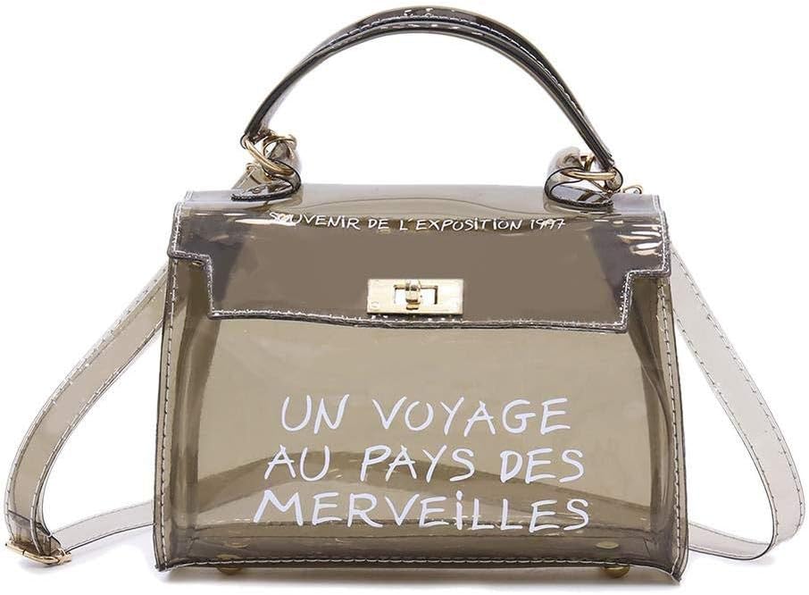 Aeromdale Womens PVC Clear Jelly Shoulder Bag Transparent Handbag Crossbody Bags Summer Messenger Tote Bag for Girls Ladies - Black