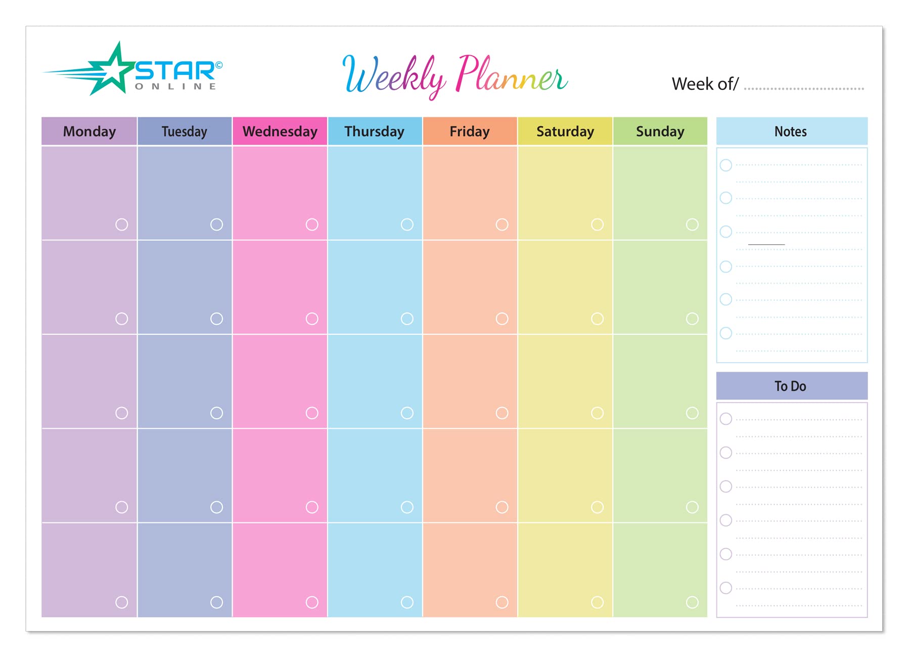 Monthly Planner Pad Personal Organiser with 52 Tear Off Colour Coded Days with Notes areaPages Notes Section, Undated Calendar Personal Desktop Organiser, for Work, School, Meal, and Fitness Planning