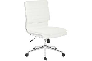 Office Star SPX Armless Mid Back Faux Leather Manager's Office Chair with Chrome Base, White