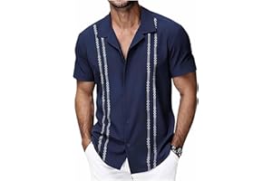 Mens Beach Shirts Collared Short Sleeve Tops Big and Tall Casual Button Down Shirts Summer Vacation Tops Cruise Wear