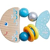 HABA Rattlefish Wooden Clutching Toy with Plastic Rings (Made in Germany)…