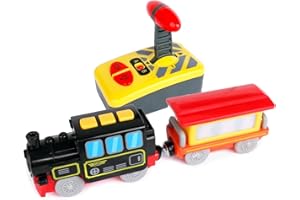 Electric Remote Control Train Toy for Wooden Tracks,Battery Operated Locomotive Train with Magnetic Connector,Compatible with