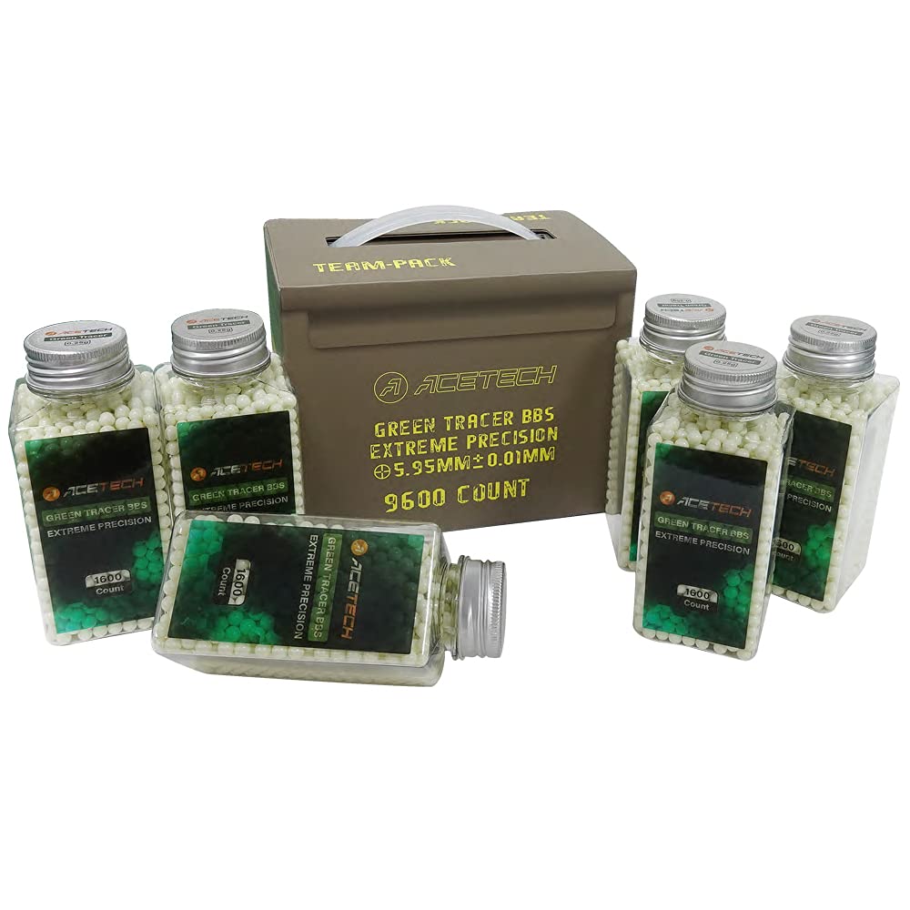 ACETECH Airsoft Gun Glow in Dark Tracer Green Bio PLA (Green 0.25g 1600CTx6 / Box))