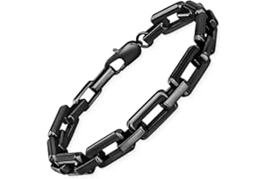 LUCKY2+7 Bracelets for Men,Black Stainless Steel for Men Bracelets,Trendy Paperclip Short Bracelets Gifts for Husband Father Friends