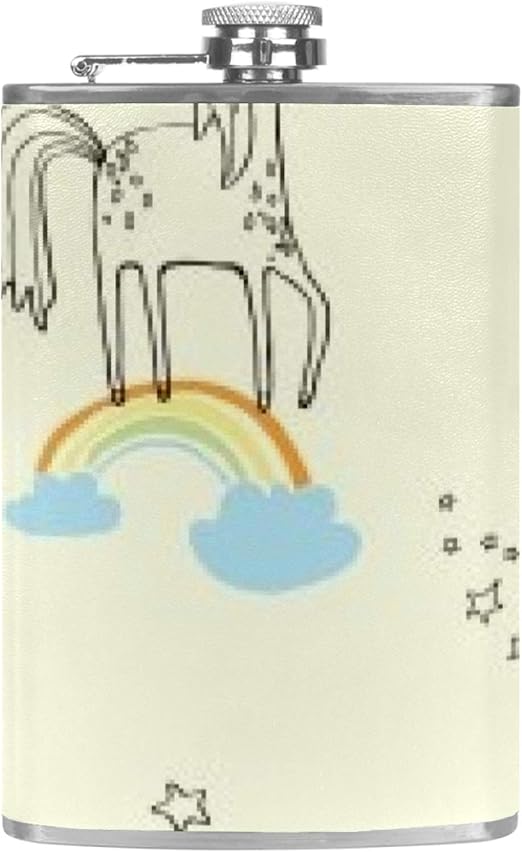 Fantasía Unicornio Estrellas de acero inoxidable petacas de bolsillo de