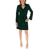Taylor Women's Long Sleeve Pleated Collared Mini Dress