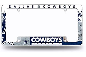 Rico Industries NFL Football Primary 12" x 6" Chrome All Over Automotive License Plate Frame for Car/Truck/SUV