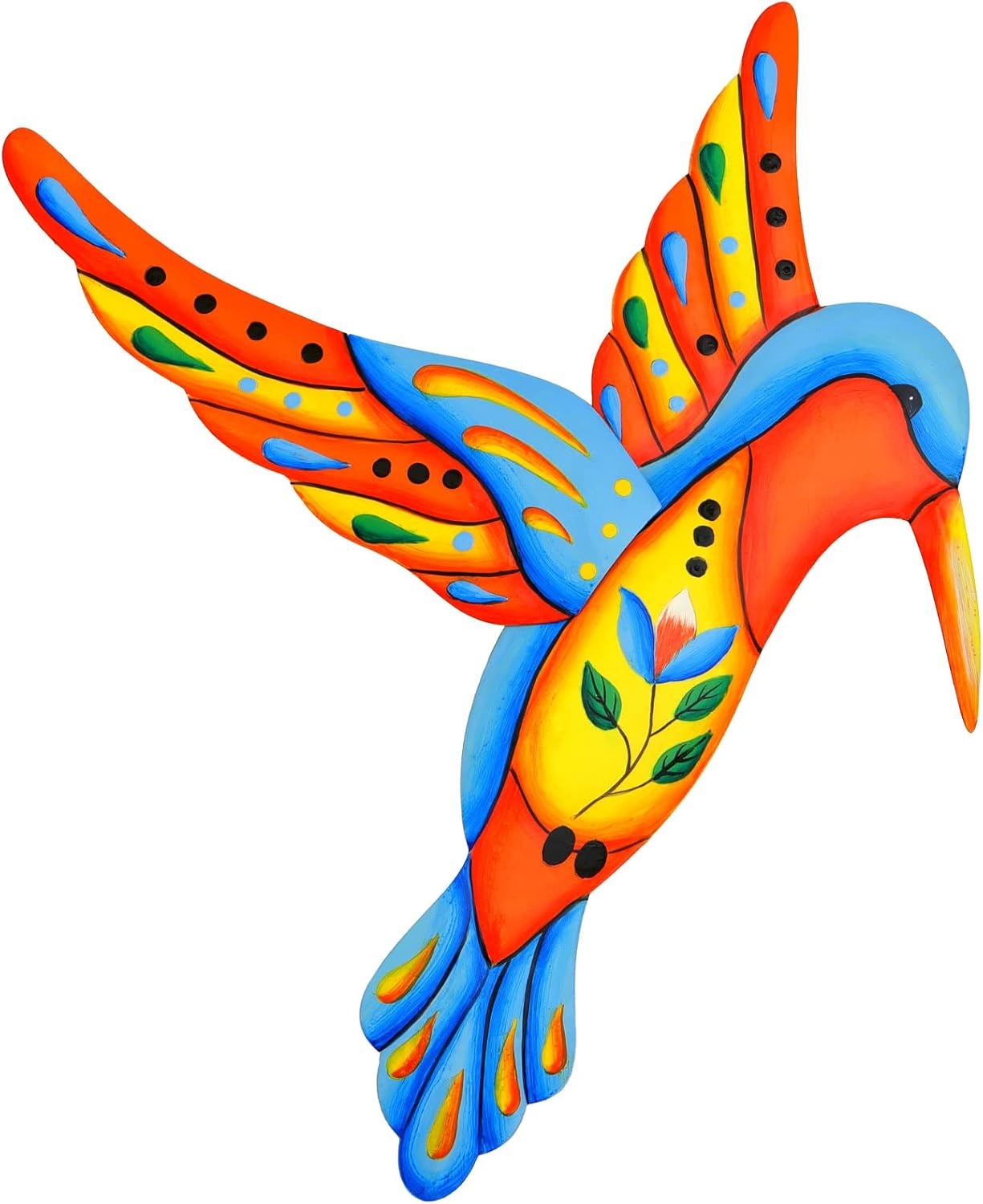 Plaques & Wall Art - JOHOO 16.5“ Metal Hummingbird Wall Art Decor, Handcrafted Mexican Talavera Style Celestial Wall Sculptures Hanging for Indoor Outdoor Living Room, Garden, Patio, Yard, Fence Decoration