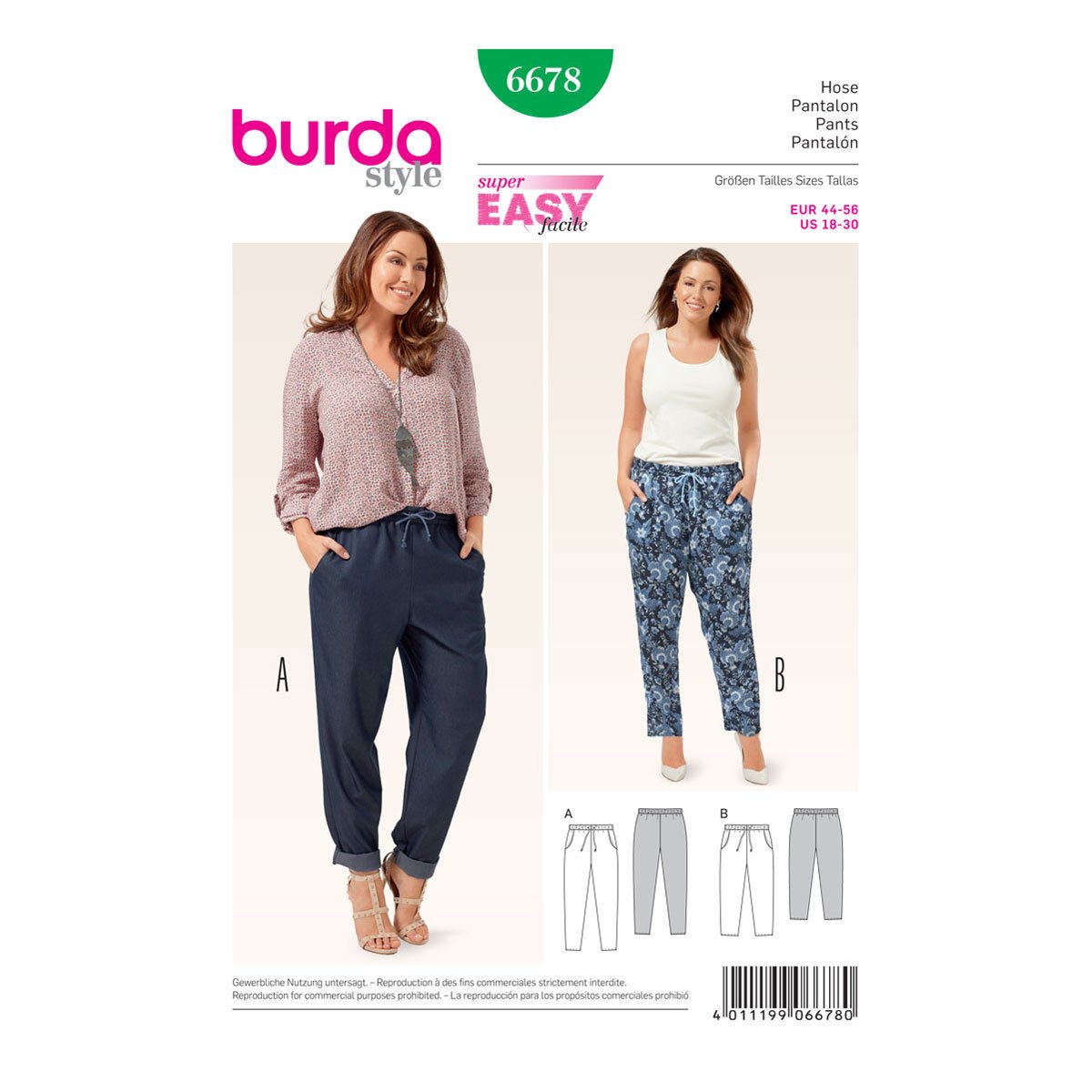 Burda Style Sewing Pattern B6678 Women's Trousers