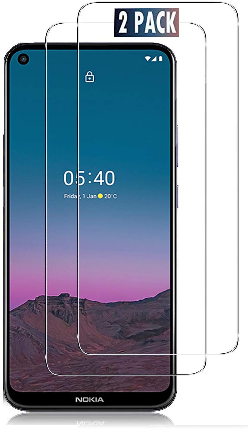 KP TECHNOLOGY {2 PACK) Nokia 5.4 Premium Quality Genuine Tempered Glass Explosion & Shatter Proof Screen Protector Guard Cover for Nokia 5.4