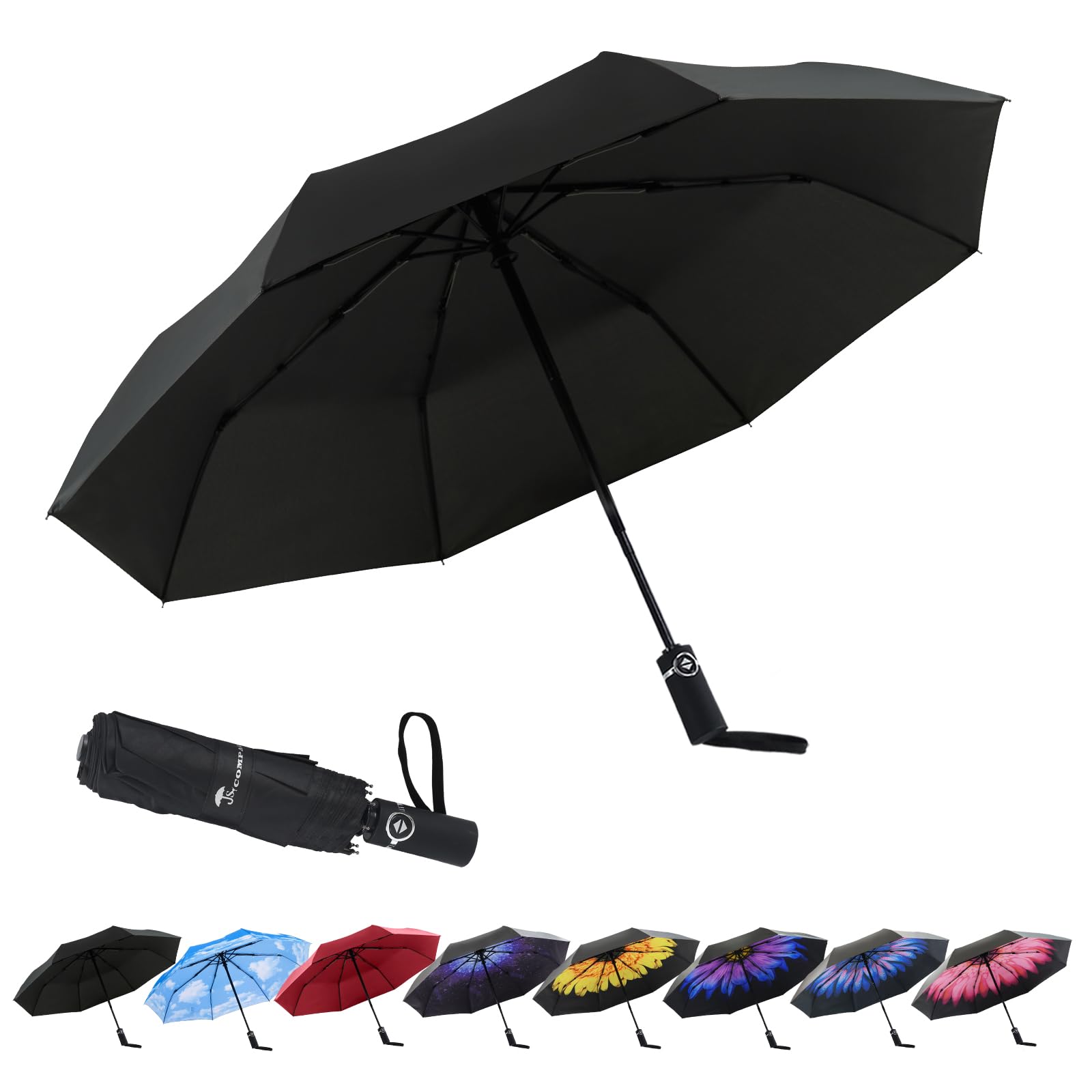 SY Compact Travel Umbrella Automatic Windproof Umbrellas Strong Compact Umbrella for Women Men