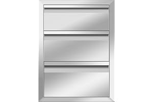 Migoda Outdoor Kitchen Drawers 18W x 24H x 23D Stainless Steel Flush Mount BBQ Triple Drawers for Outdoor Kitchen Island, or Patio Grill Station