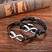 Cupimatch 2PCS Stainless Steel Love Infinity Couples Leather Bracelet for Men Women, Adjustable for Mothers Day