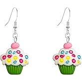 Vavhoo Resin Cake Earrings for Women Cute Mini Dessert Food Jewelry Lightweight Dangle Drop Earrings Birthday Party