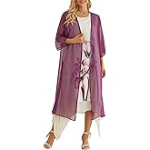 Honwenle Women's Linen Dress 2 Piece Outfit Floral Sleeveless Loose Maxi Summer Dresses with Jacket Formal Casual