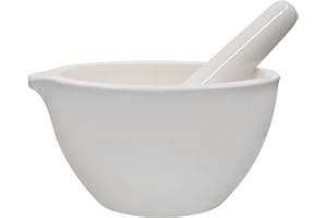 EISCO Porcelain Mortar & Pestle Set, 50oz (1500ml) - Unglazed Grinding Surface - Excellent for Kitchen or Laboratory - Grinds Powdered Chemicals, Herbs & Spices - Pill Crusher - White Labs