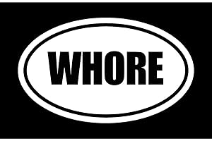 Beach Graphic Pros 6" die Cut White Vinyl Whore Oval Euro Style Vinyl Decal Sticker