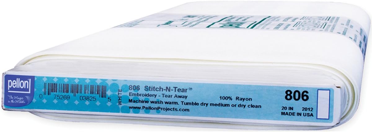 Pellon Stitch-N Tear Away Embroidery Stabilizer-White 20 x 30yd, Rayon