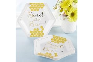 Sweet as Can Bee Baby Shower Decorations 7 in. Decorative Premium Paper Plates (350 GSM Weight -Set of 16), Luncheon Servewar