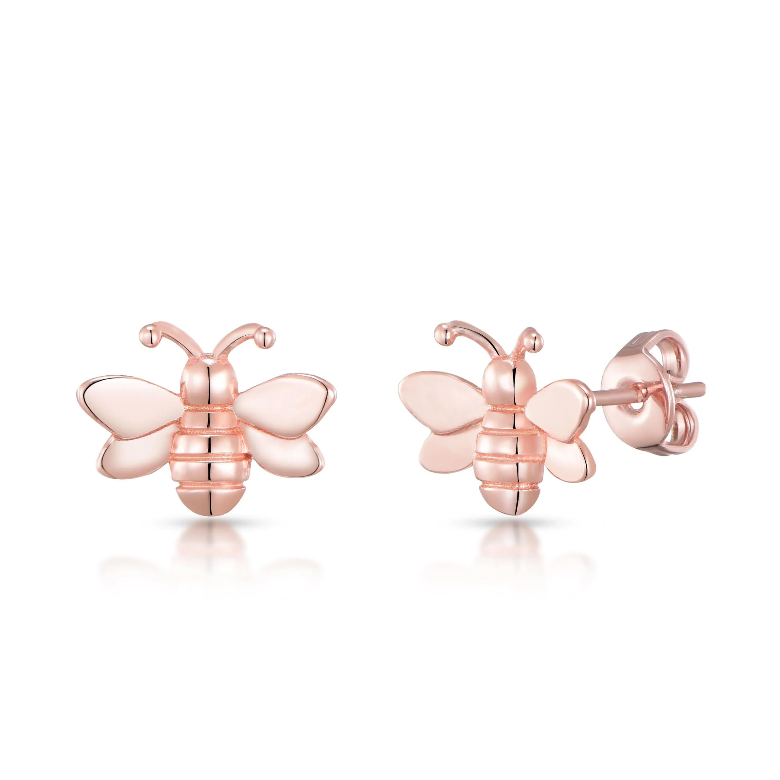 Philip Jones Rose Gold Plated Bumble Bee Earrings