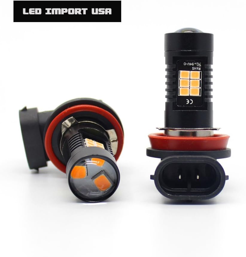 LED Import USA Super Bright FX-2835 Chipsets H8 LED Bulbs for DRL or Fog Lights, yellow