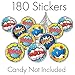 Superhero Party Kisses Candy Stickers, Chocolate Drops Labels - 180 Count