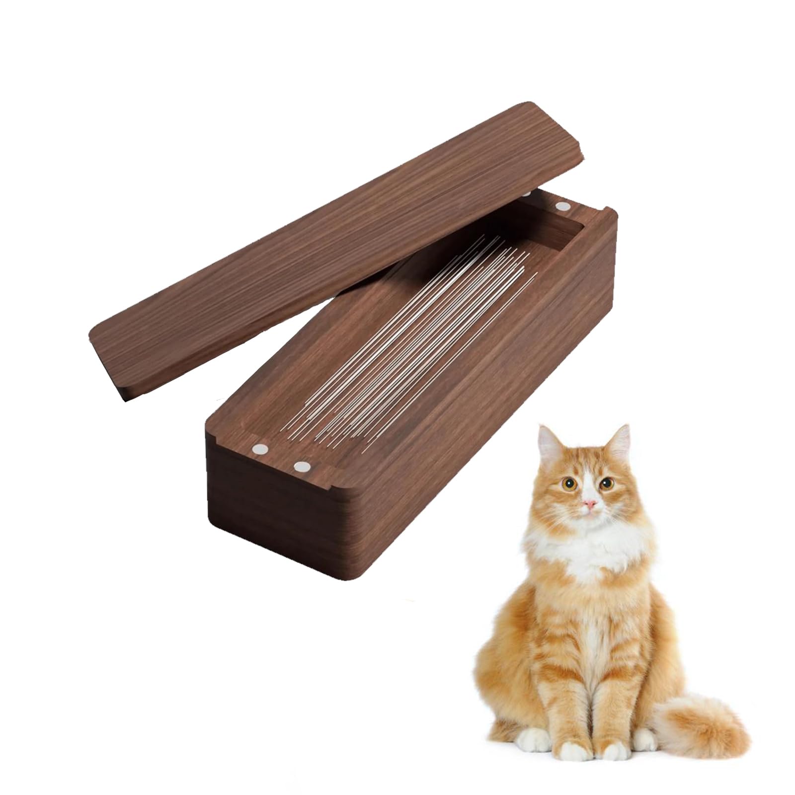 HanryDong Cat Memorial Wood Box, Cat Whiskers Collection Walnut Wooden Bottle, Handmade Natural Pet Beard Hair Keepsake