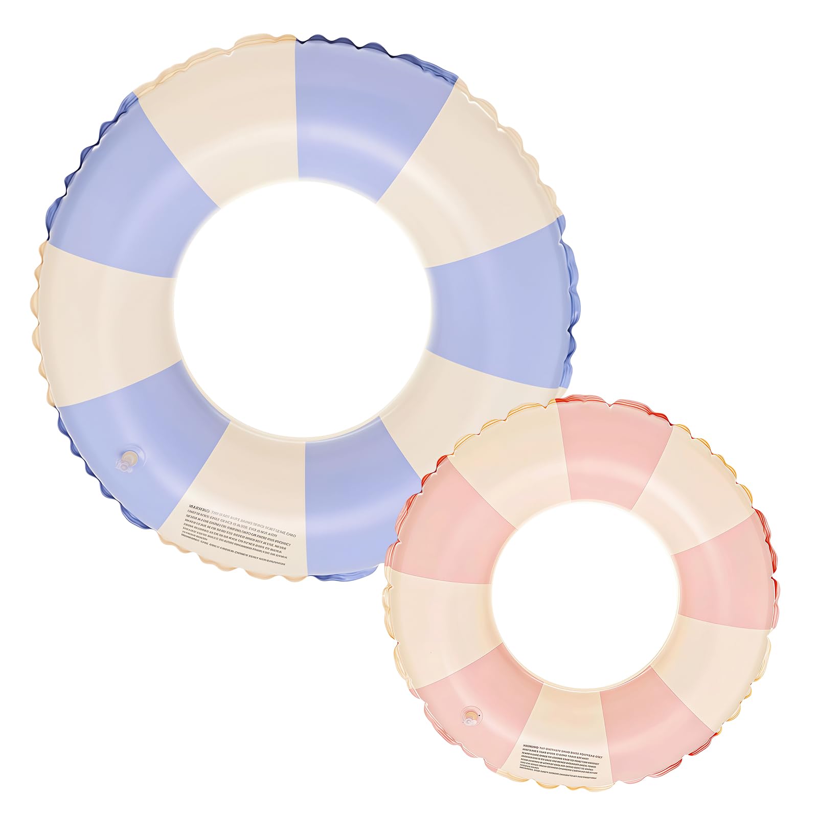 2Pcs Inflatable Swim Ring for Adults Swimming Rings,Striped Inflatable Rubber Ring Pool Floats Transparent Floating Ring Swim Tube Rings for Girl Women Men Beach Summer Pool Party Water Sport