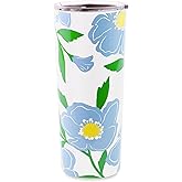kate spade new york large Insulated Coffee Cup with Lid, Double Walled Stainless Steel Mug, 24oz Coffee Tumbler, Sunshine Floral
