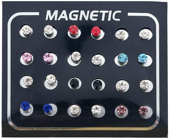 12 Pairs Clip Non Piercing Crystal Rhinestone