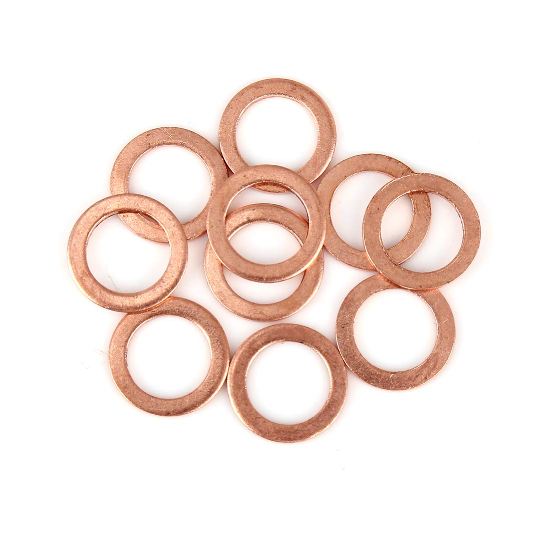 X AUTOHAUX 10pcs Copper Washer Flat Sealing Gasket Ring for Car 14 x 20 x 1.5mm