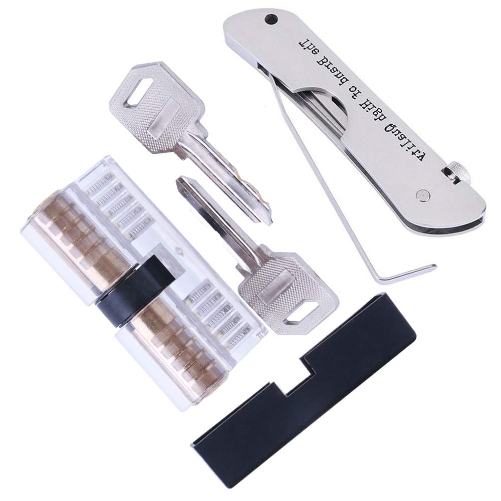 Loboo Idea 7-in-1 Lock Picking Set with Transparent 2-in-1 Training Lock with E-Guides for Beginner and Pro Locksmiths