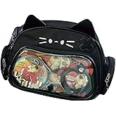 Cat Ita Bag Pin Display Backpack for School PU Leather Preppy Backpack for Girl Y2k Single Shoulder Crossbody Bag