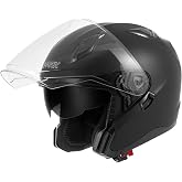 Adult 3/4 Open Face Motorcycle Helmets for Men Women DOT Certified | Flip-Up Sun Visor &amp; Clear Lens, Lightweight Breathable, Fits Scooter, Cruiser, Street Bike, Moped, Electric Motorcycle, ATV