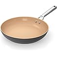 Ninja Extended Life 28cm Ceramic Frying Pan, Non-Stick (No PFAs, PFOAs, Lead or Cadmium), Induction Compatible, Stainless Steel Handle, Oven Safe to 285°C, Grey & Terracotta, CW90028EUUKDB